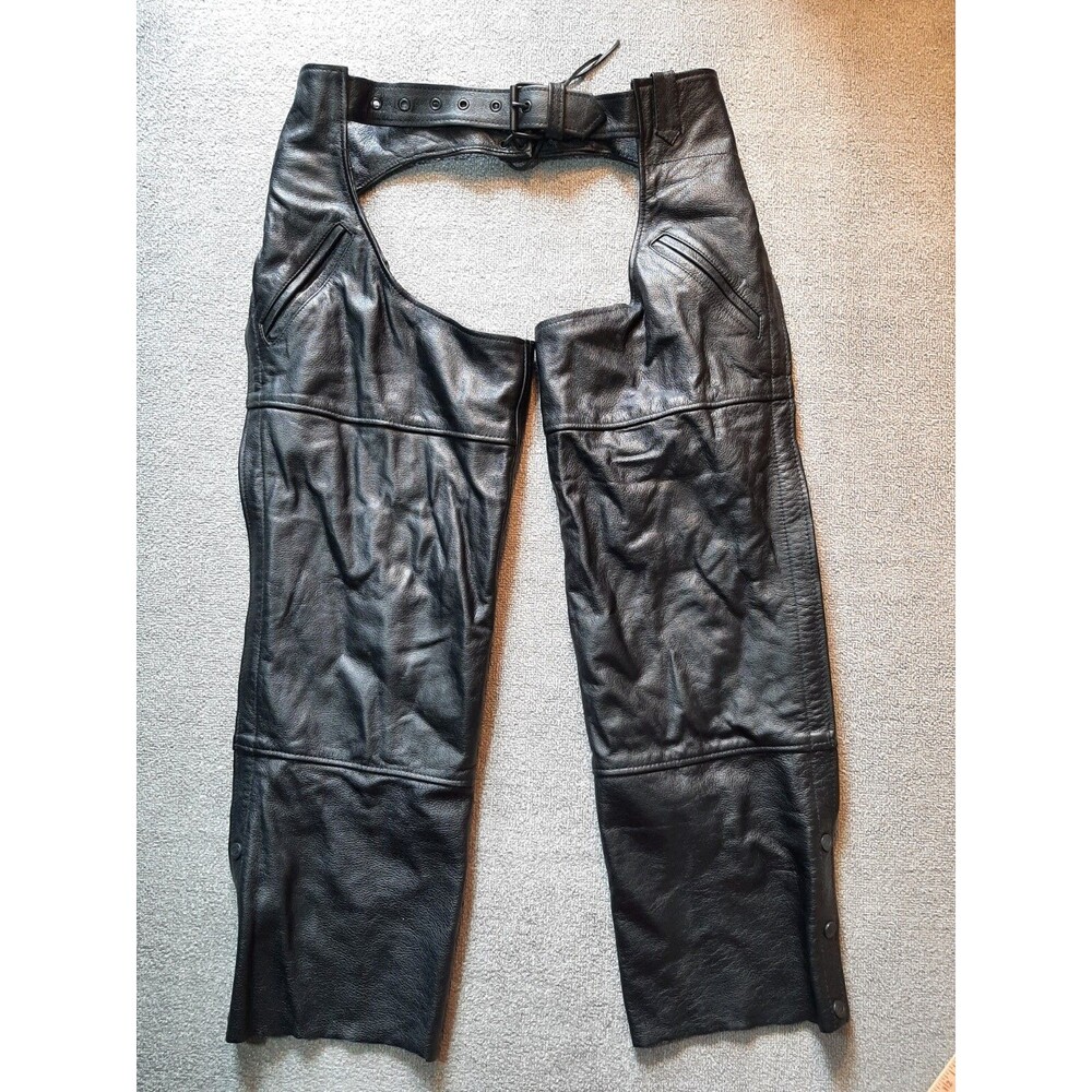 Motorcycle Street Legal Leather Chaps Size Medium M Adult Black